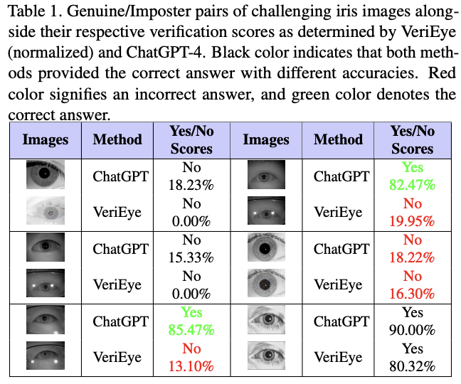 Framework diagram for ChatGPT-based iris verification